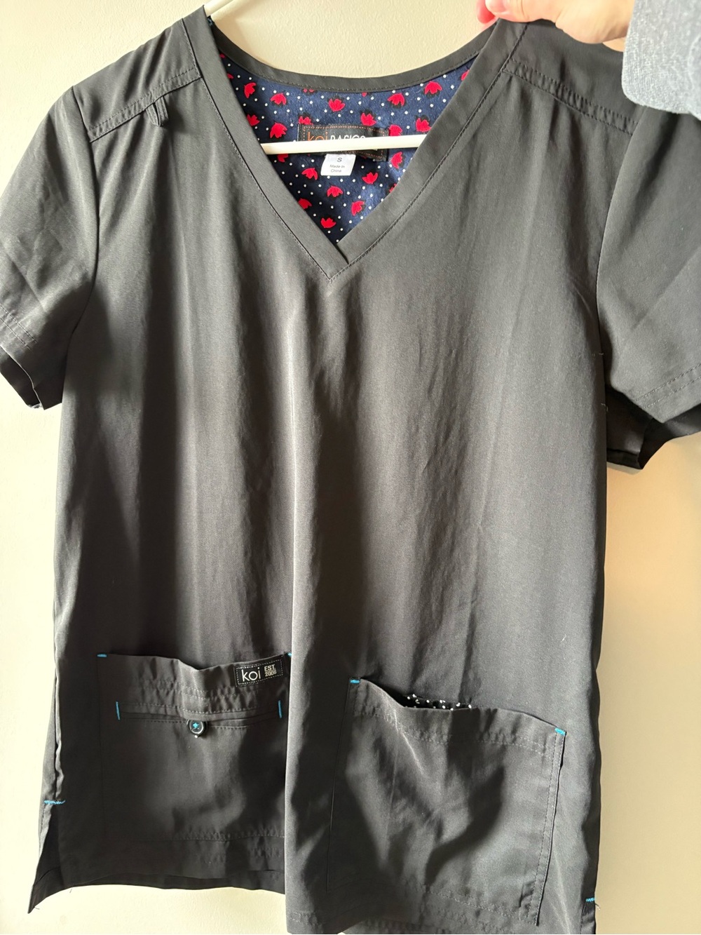 koi Black V-Neck Scrub Top